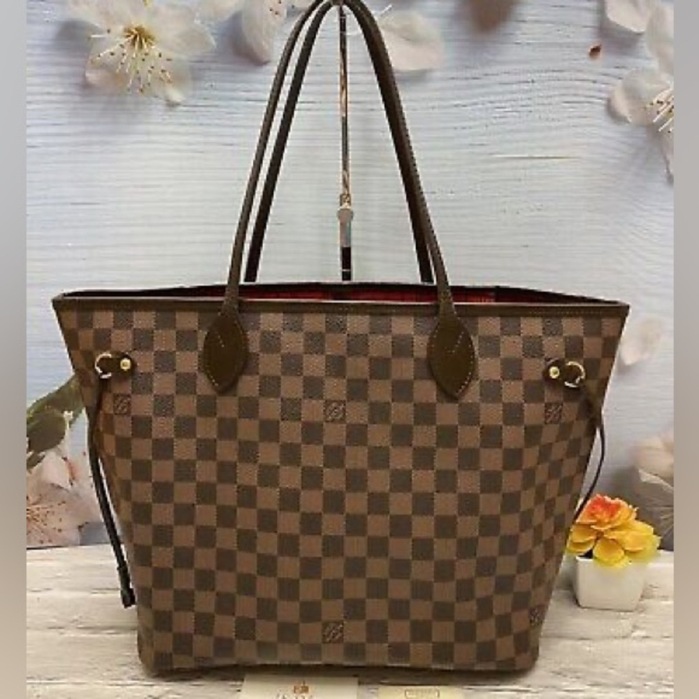Louis Vuitton Damier Ebene Neverfull MM Bag  - Red interior EXCELLENT condition